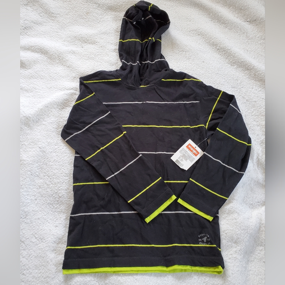 Wrangler Striped Pullover Hoodie Shirt, Sz L (10-12)